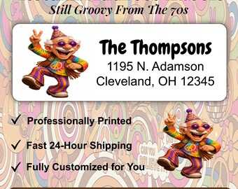 Retro 70s Disco Address Labels, Personalized Return Stickers, Groovy Gift