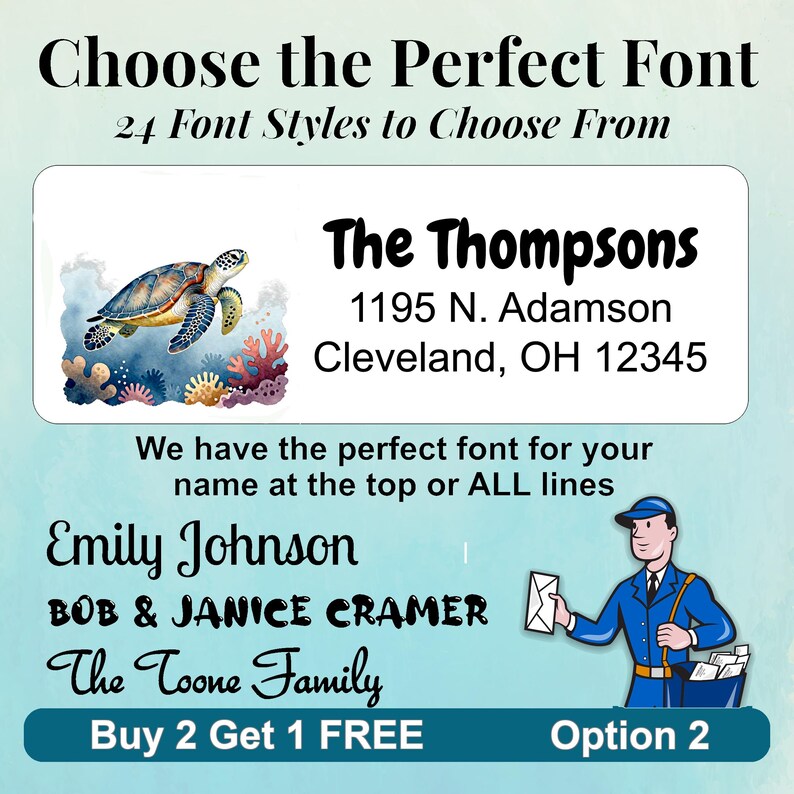 Sea Turtle Return Address Labels, Coral Reef Mail Stickers, Coastal ...