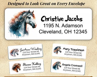 Wild Horse Paintings  Return Address Labels, Unique Mail Stickers, Personalized Mailings