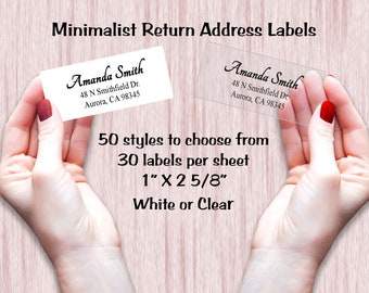 Return Address Labels, Buy 2 Get  One Free! Custom  Address Labels, 50 Designs to shoose from, clear & White labels, Mailing Stickers!!