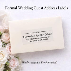 Custom Guest Address Labels: Clear Wedding Envelope Addressing, Foil Options, White Ink