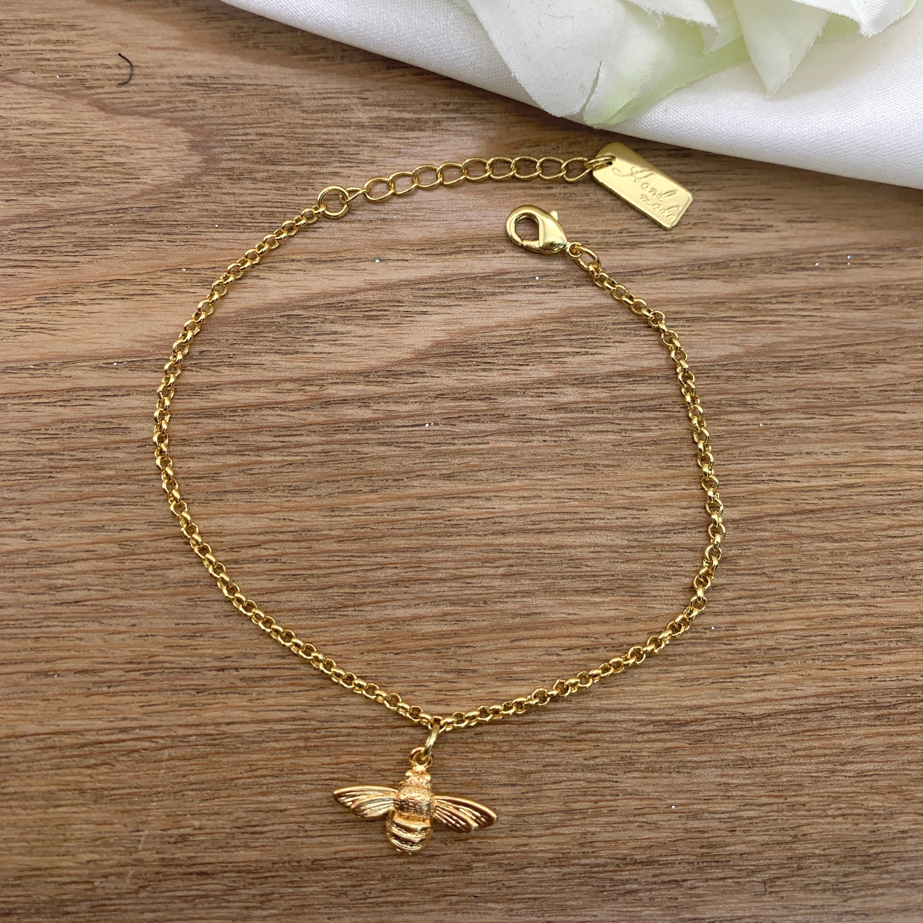 Gold Plated honey Bee Chain Bracelet Bee Jewellery Nature Inspired Bracelet Gifts for her