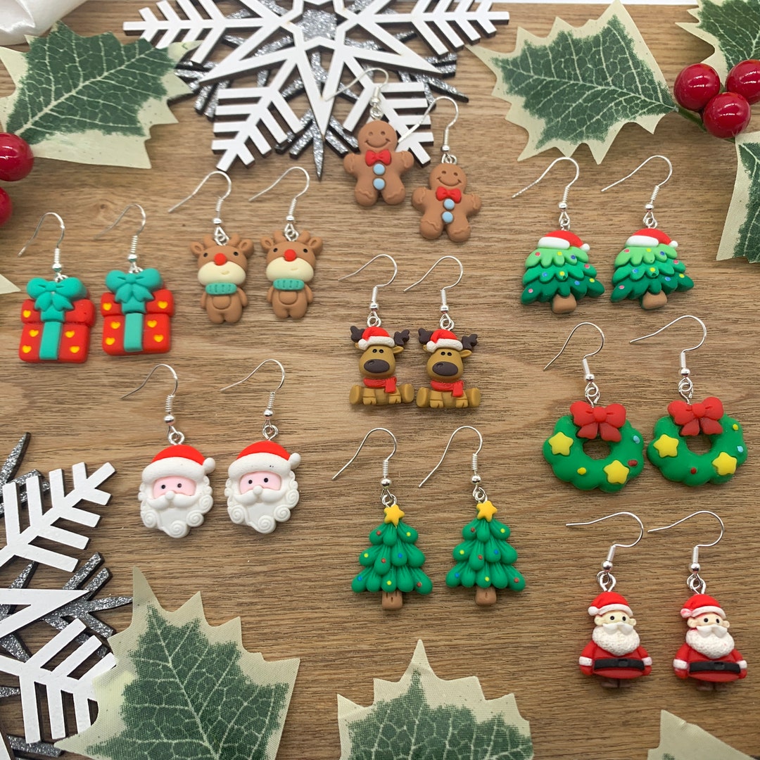 Novelty Christmas Earrings Clay Festive Earrings Christmas Etsy UK