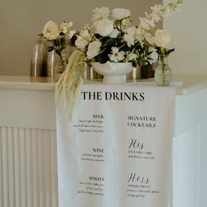 Fabric Bar Menü für Hochzeit