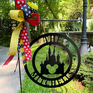 Mickey Castle Home Decor - Personalized Sign | Family Name, Address, Est Date | Gift Idea for Dad or Mom
