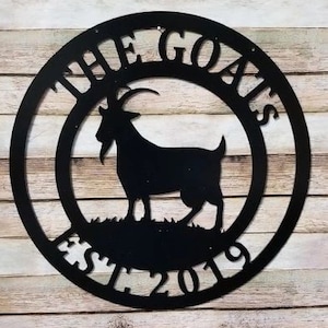 Goat Sign - Custom Family Farm Goat Themed Decor | Christmas Gift Personalized Wall or Door Hanger