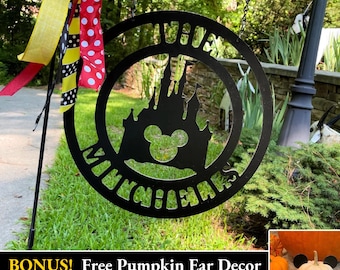 Mickey Castle Home Decor - Personalized Sign | Family Name, Address, Est Date | Gift Idea for Dad or Mom