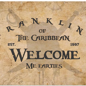Pirates of Caribbean Inspired Personalized Family Name Welcome Sign - Front Door, Family Room, Porch, Patio, Man Cave | Mother&#39;s Day