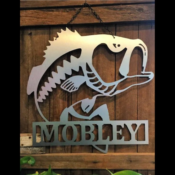 Fishing Gifts for Men Bass Fish Man Cave Sign Personalized Christmas Gift  Family Name or Est Date 24 Wall or Door Decor 