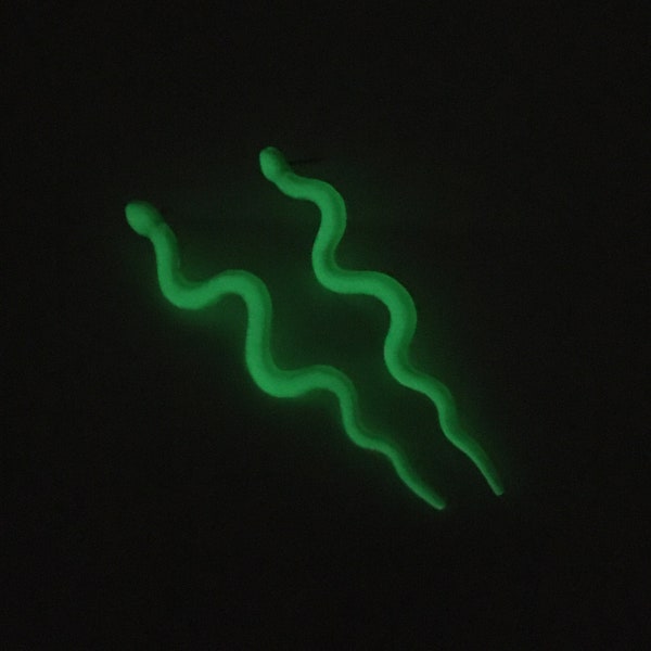 Glow In The Dark Lime Green Snake Resin Hypoallergenic Stainless Steel Stud Dangle Earrings