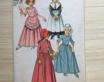 Simplicity 9136 Size 7 Child’s and Girls Puritan, Centennial, 18th and 19th Century Costumes Vintage Complete Printed Pattern 1970