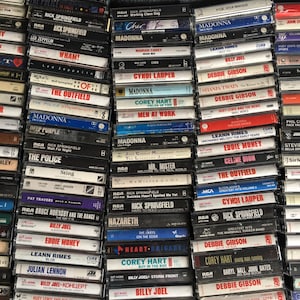 A-H Vintage Cassette Tapes, Billy Joel, Aqua, Ac/dc, Cyndi Lauper, David Bowie, Def Leppard, Cher, Celine Dion, Chicago, and many more..