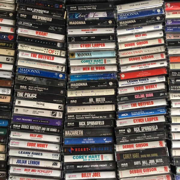 R-Z Vintage Cassette Tapes, Rick Springfield, Styx, Whitney Houston, The Police, Shania Twain, Ted Nugent, Steely Dan, and many more..