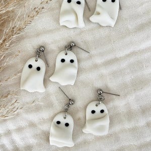 Bedsheet Ghosties, Halloween Ghost Earrings, Handmade, Glow in the dark, Lightweight Polymer Clay , Spooky, Fun earrings, Hypoallergenic