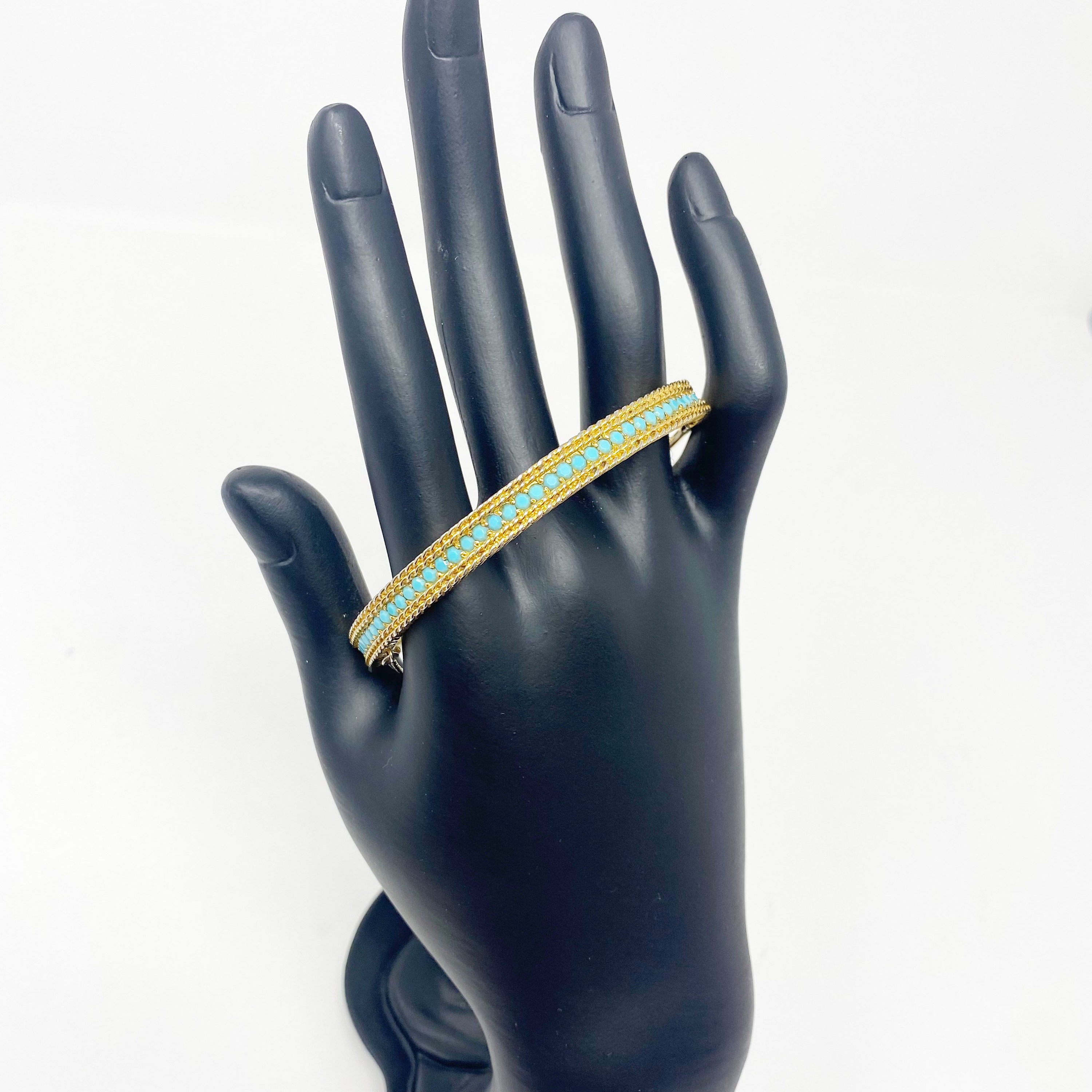 508 Vintage Panetta Gold Tone Bracelet With Turquoise Channel Set