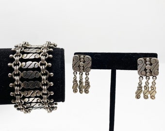 193 Vintage sterling Jose Anton bracelet and earrings jewelry set