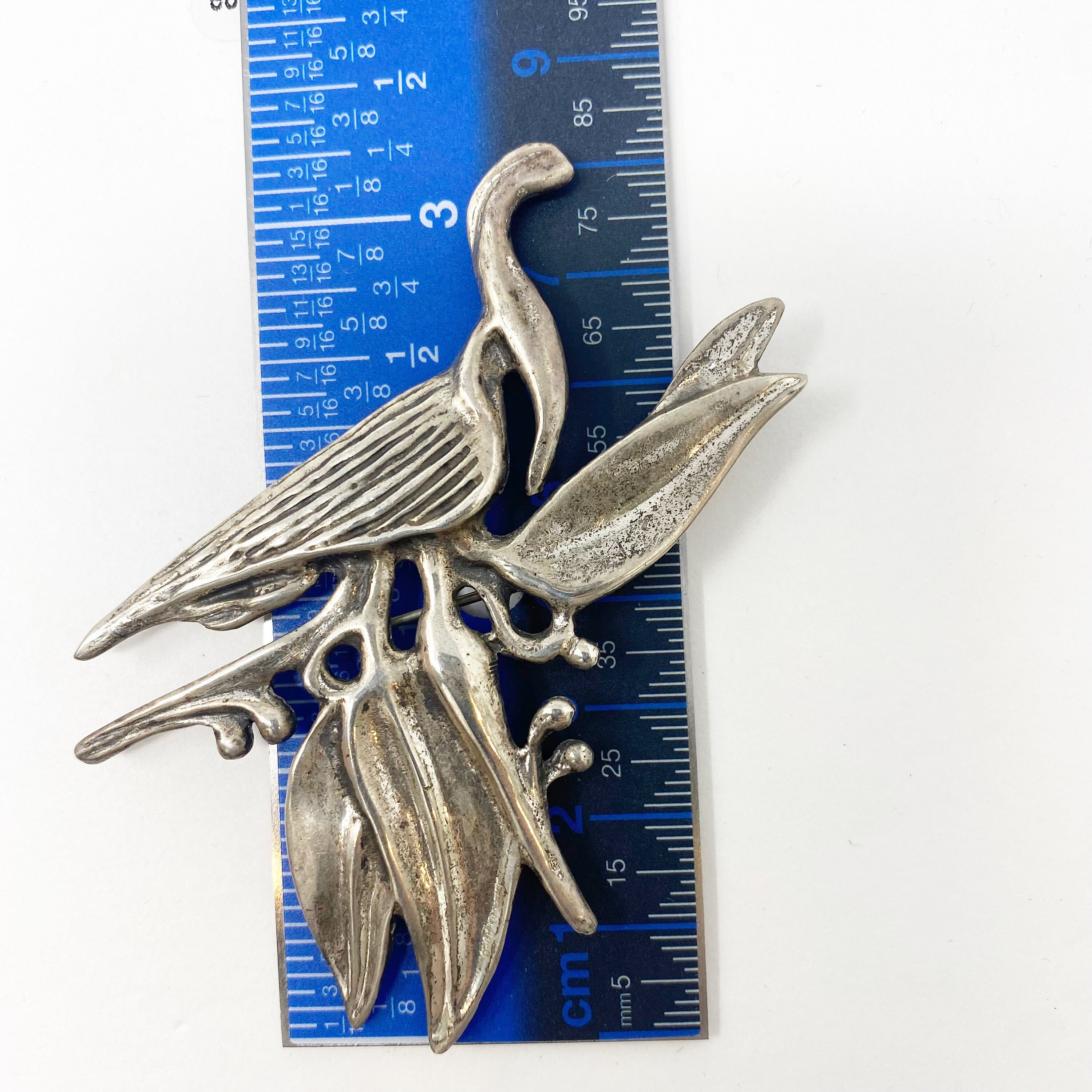 369 Vintage Ming's Sterling Silver Bird of Paradise Brooch / Pin