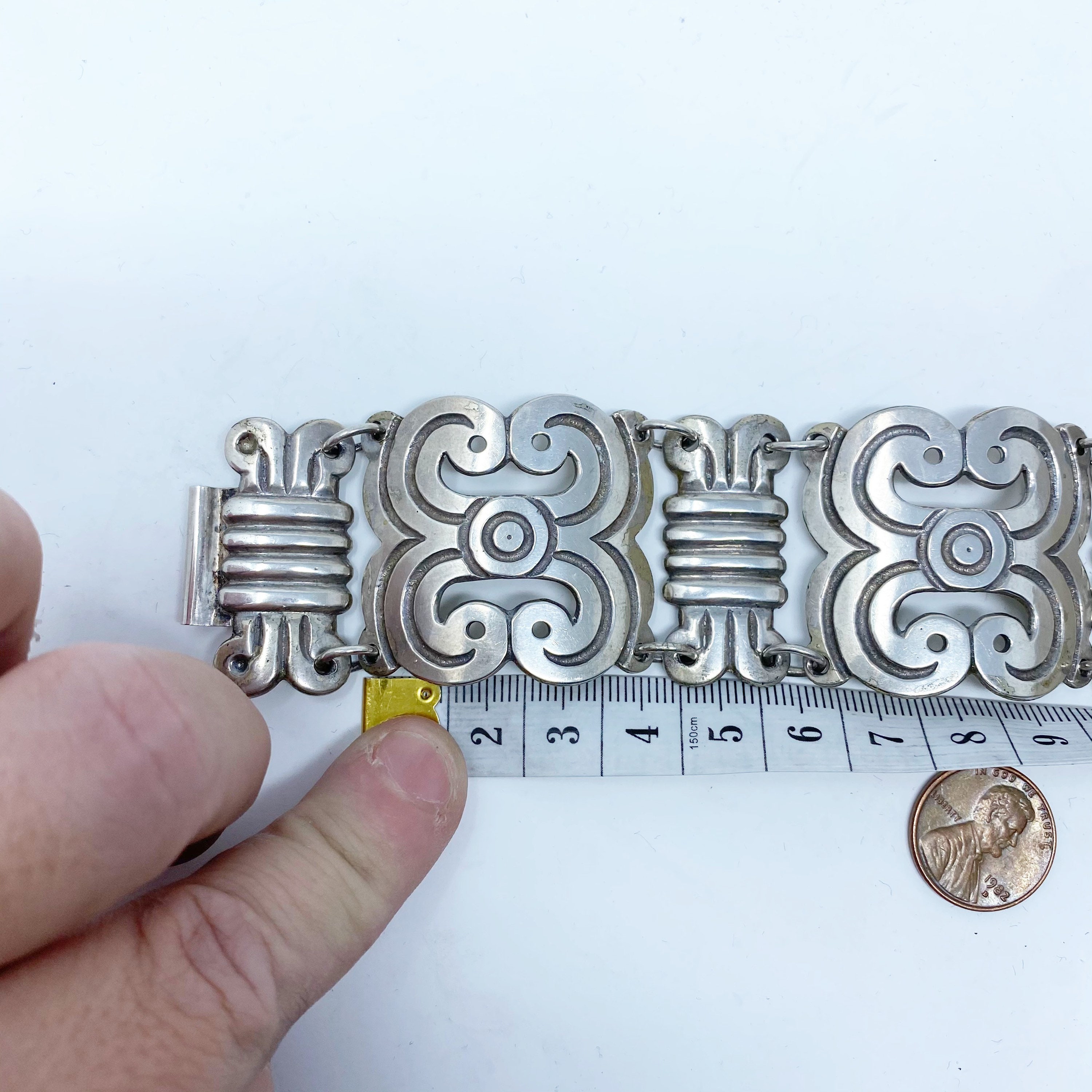 43 Vintage 1940s Mexican Sterling Silver Wide Panel Bracelet - Etsy