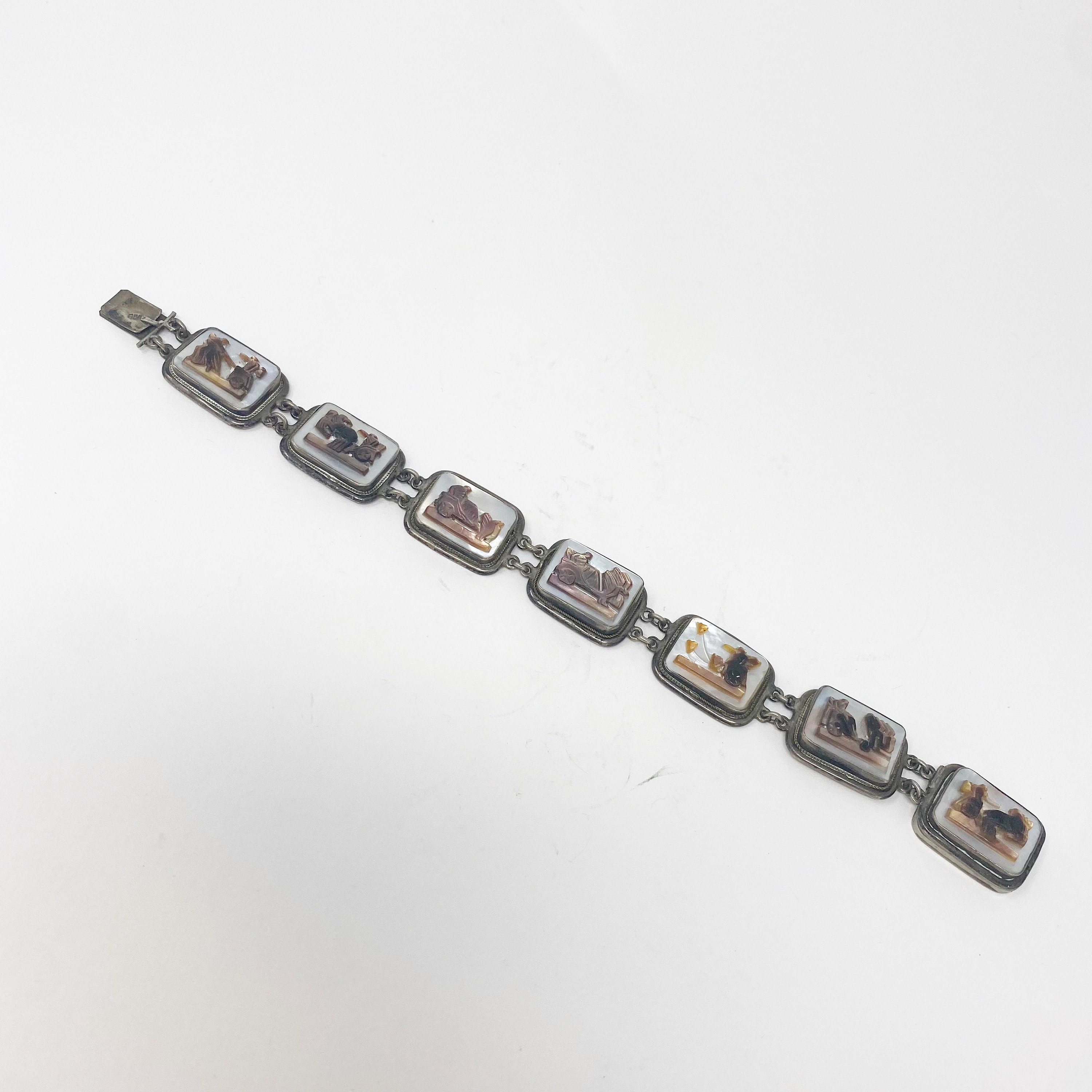 800 Silver Cameo Bracelet - Etsy