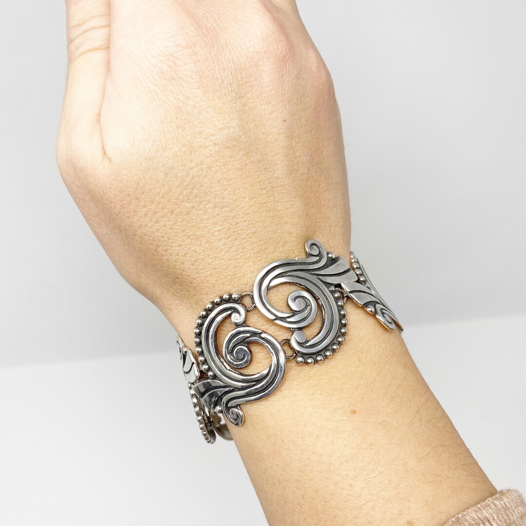 アクセサリー taxco vintage laver made in california Vintage Taxco Sterling Bracelet Mexican Silver Signed JS