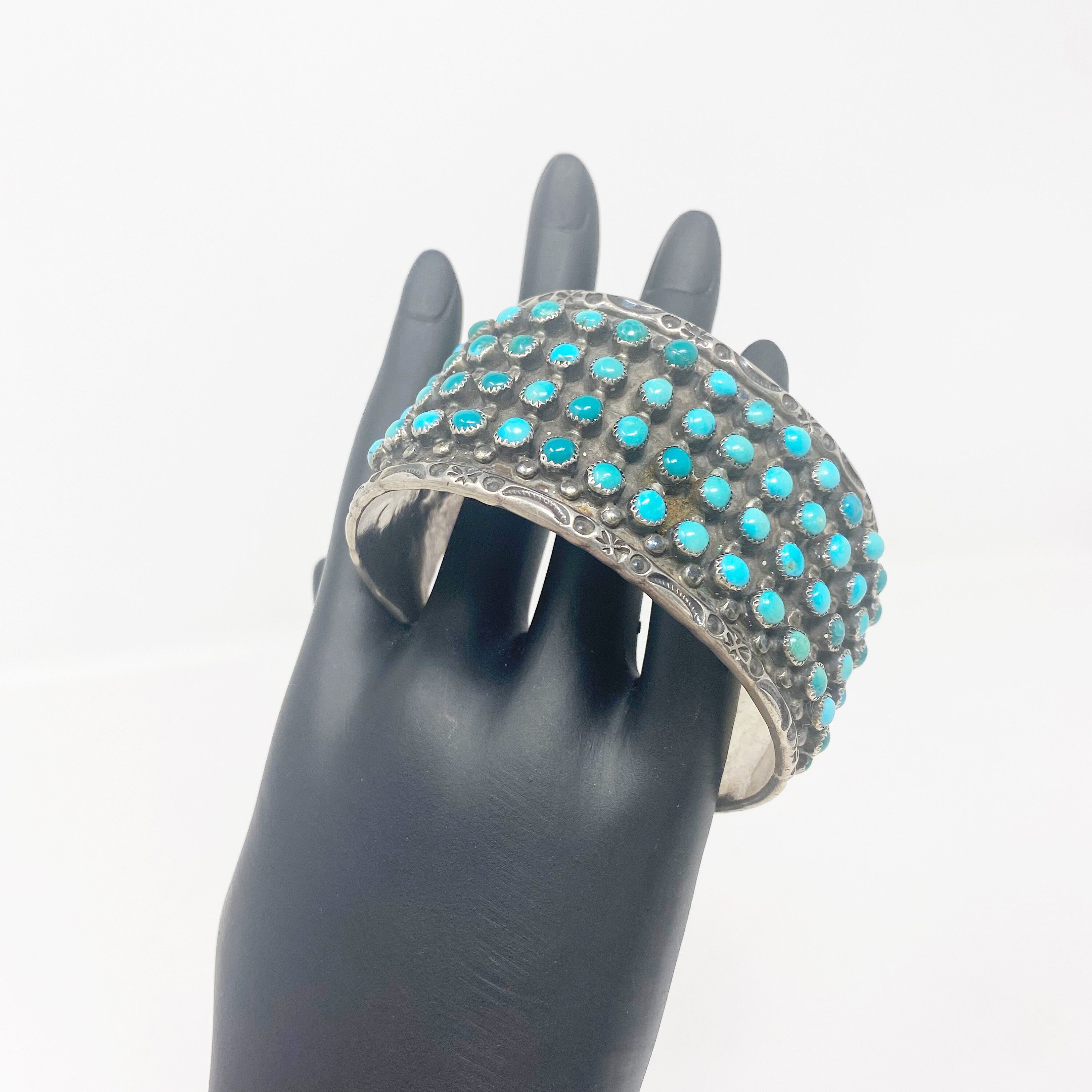 629 Jason and Pearl Zuni Turquoise Snake Eye Cuff Bracelet - Etsy
