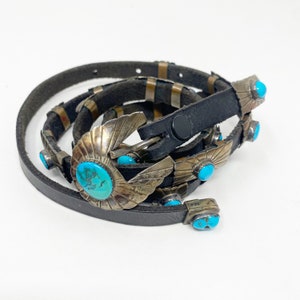 578 Vintage Rektangulärt Sterling & Turkos Concho Bälte