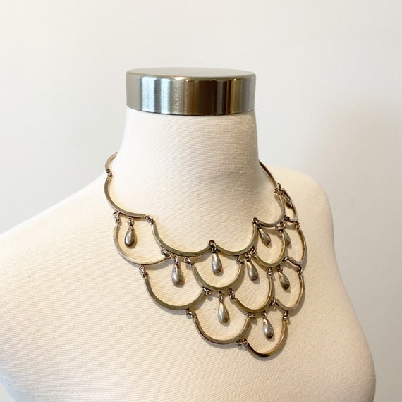 4 Vintage Los Castillo silver bib necklace; rare … - image 2