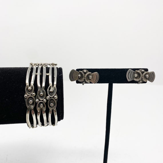 142 Vintage Taxco three tier silver cuff bracelet… - image 1