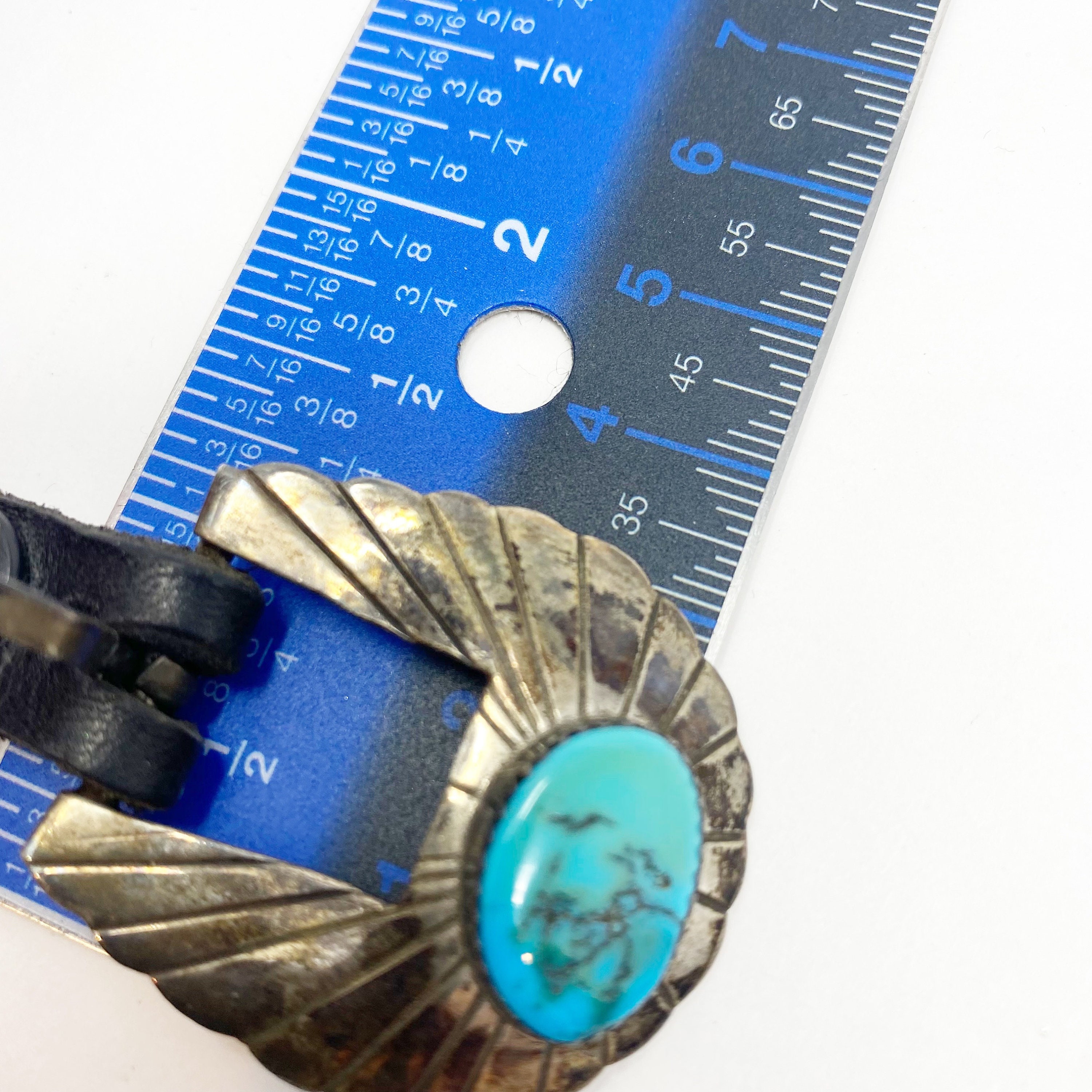 578 ヴィンテージ 長方形 スターリング & ターコイズ コンチョ ベルト