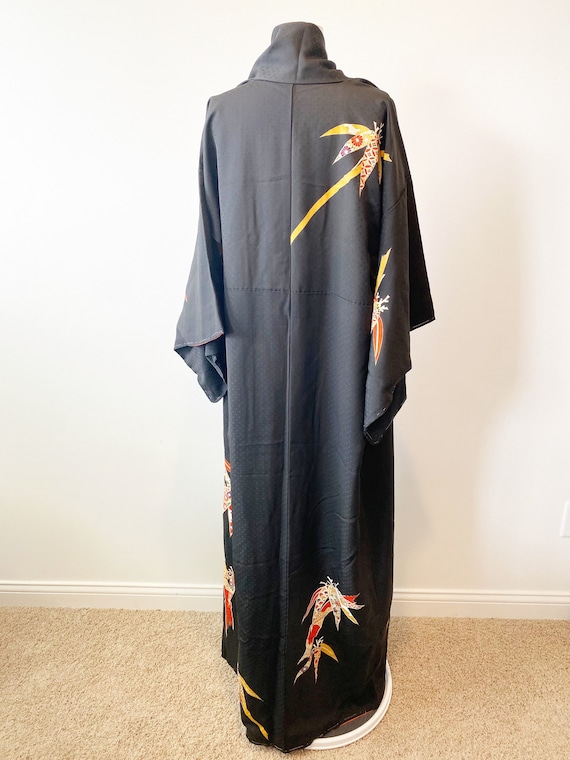 K1.4 Vintage black silk kimono dip dyed lining - image 4