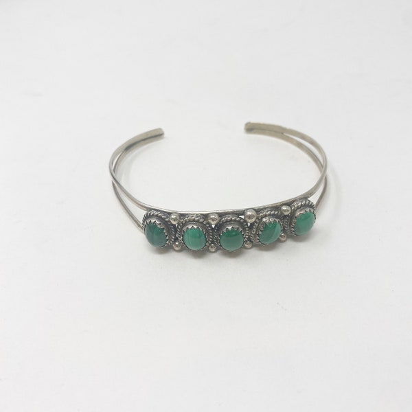 626 Vintage Nakai Navajo sterling silver Native American Malachite and Silver Cuff Bracelet