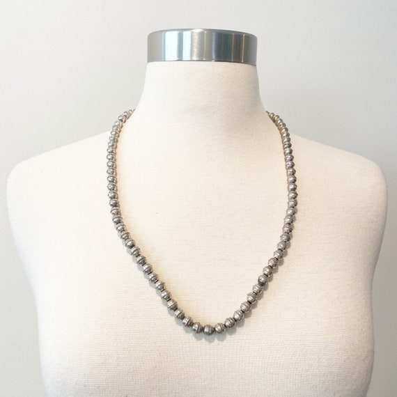564 vintage 24" Silver Bead Strand Necklace - image 2
