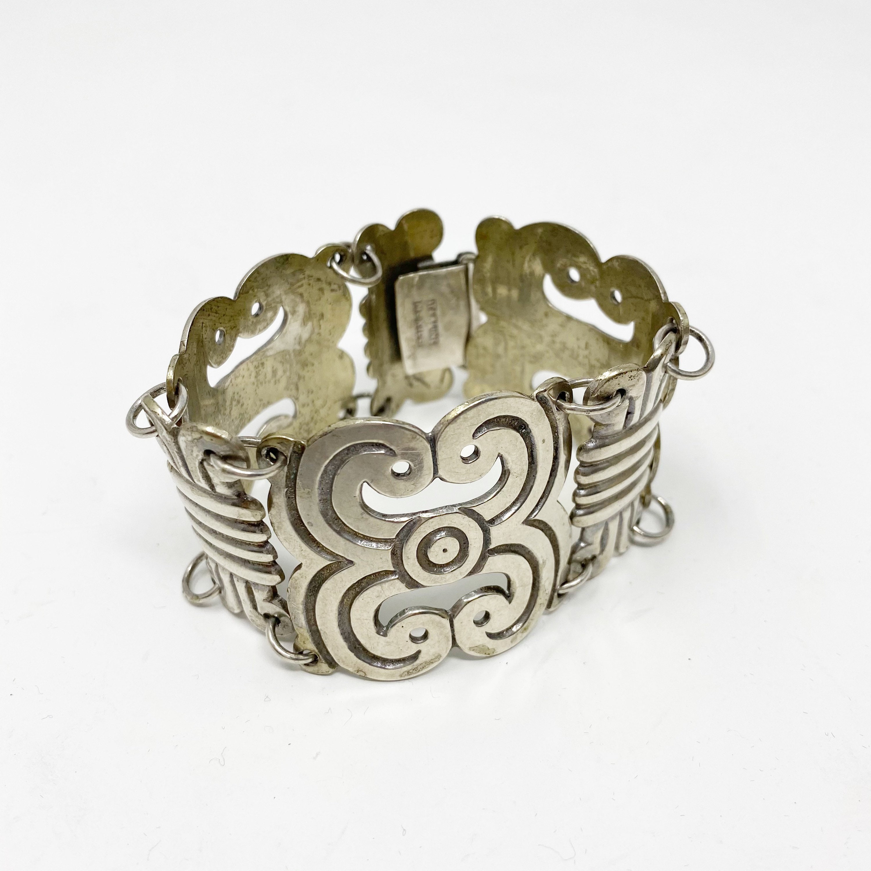 43 Vintage 1940s Mexican Sterling Silver Wide Panel Bracelet - Etsy