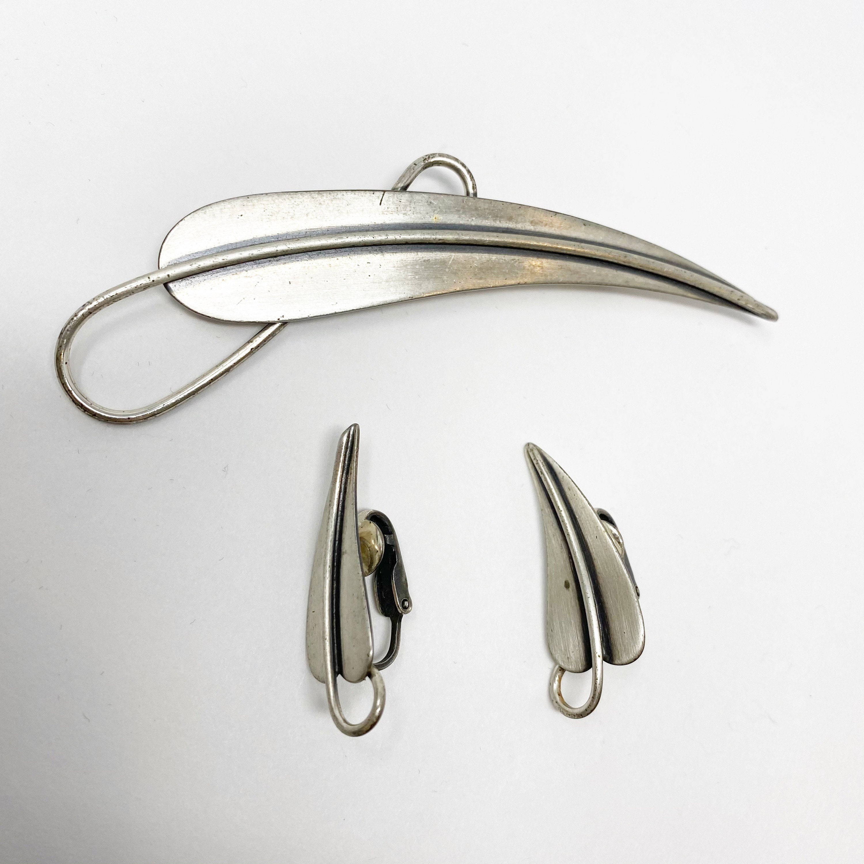 Broche Vintage Argent Sterling Moderne Par Orb - Occasion, Bijou Fin