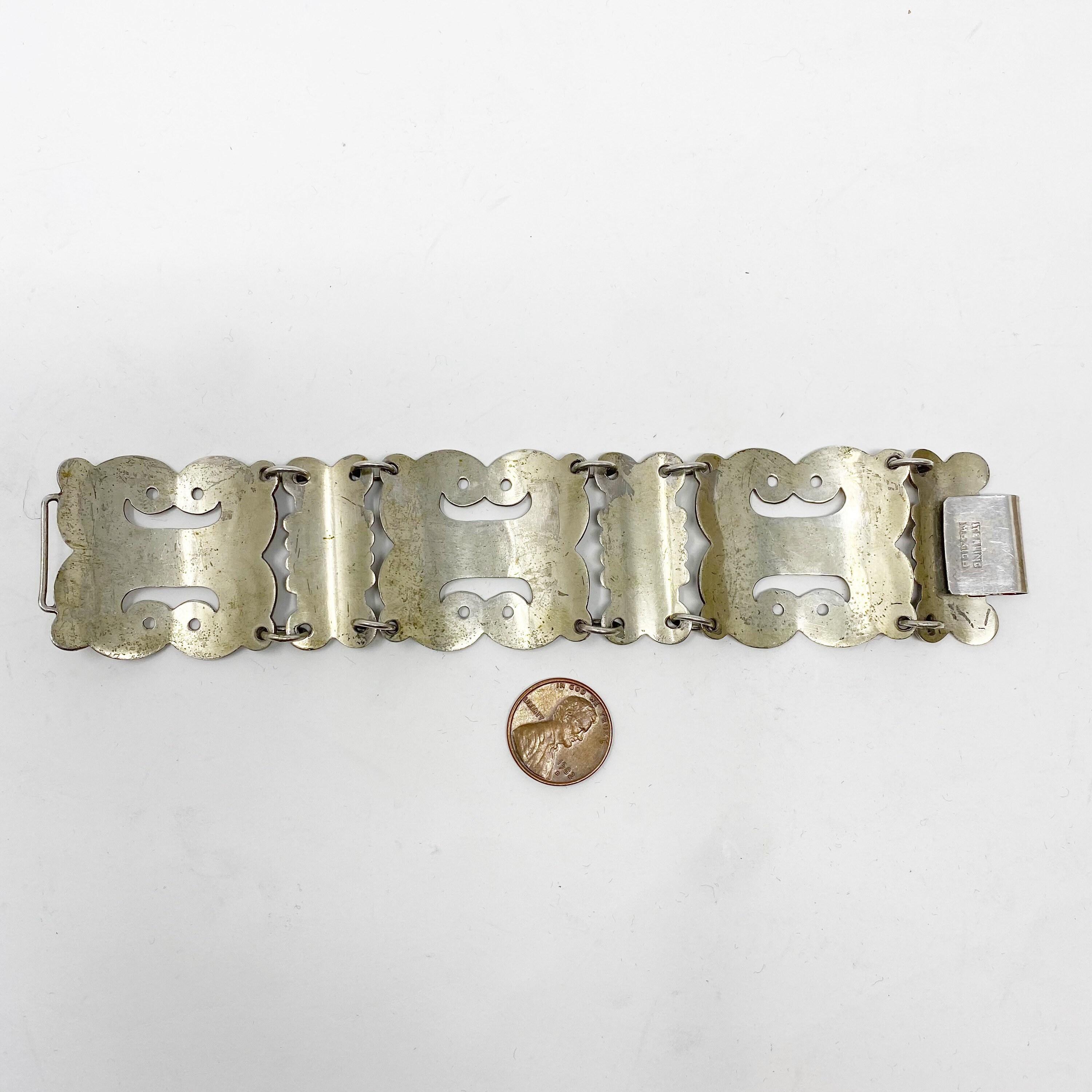 43 Vintage 1940s Mexican Sterling Silver Wide Panel Bracelet - Etsy