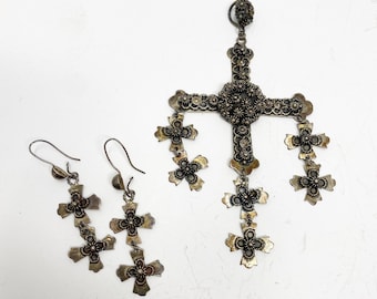 201 Vintage Taxco Aartenca Yalalag pendant and earrings jewelry set