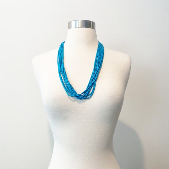 560 Vintage Turquoise Ten-Strand Heishi Necklace … - image 1