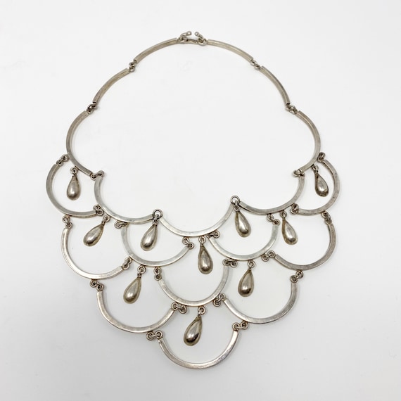 4 Vintage Los Castillo silver bib necklace; rare … - image 5