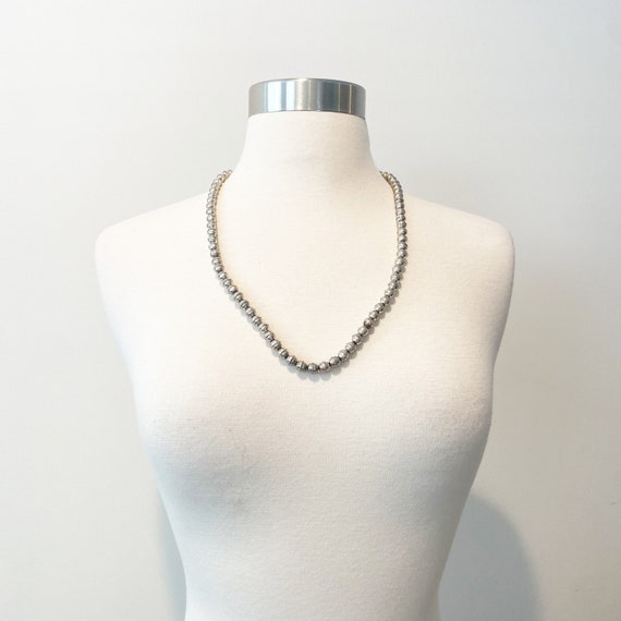 564 vintage 24" Silver Bead Strand Necklace - image 1