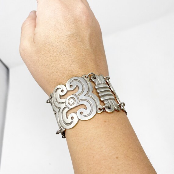 43 Vintage 1940s Mexican Sterling Silver Wide Panel Bracelet - Etsy