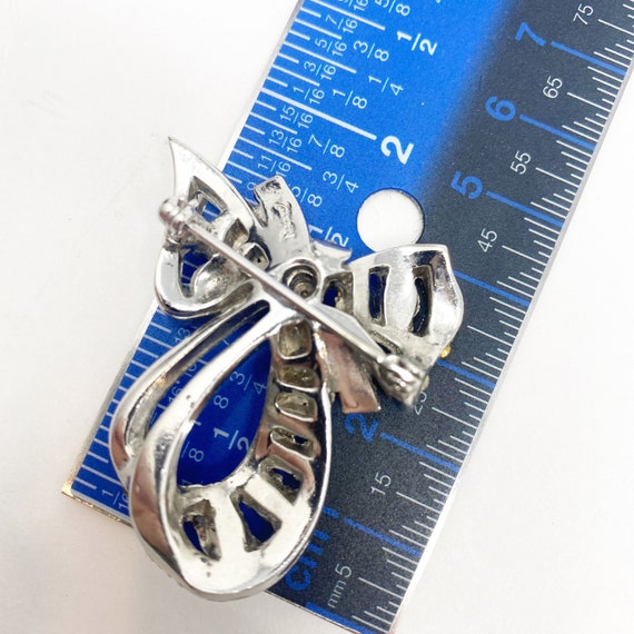 557 Vintage Reinad silver tone bow Brooch / Pin w… - image 7
