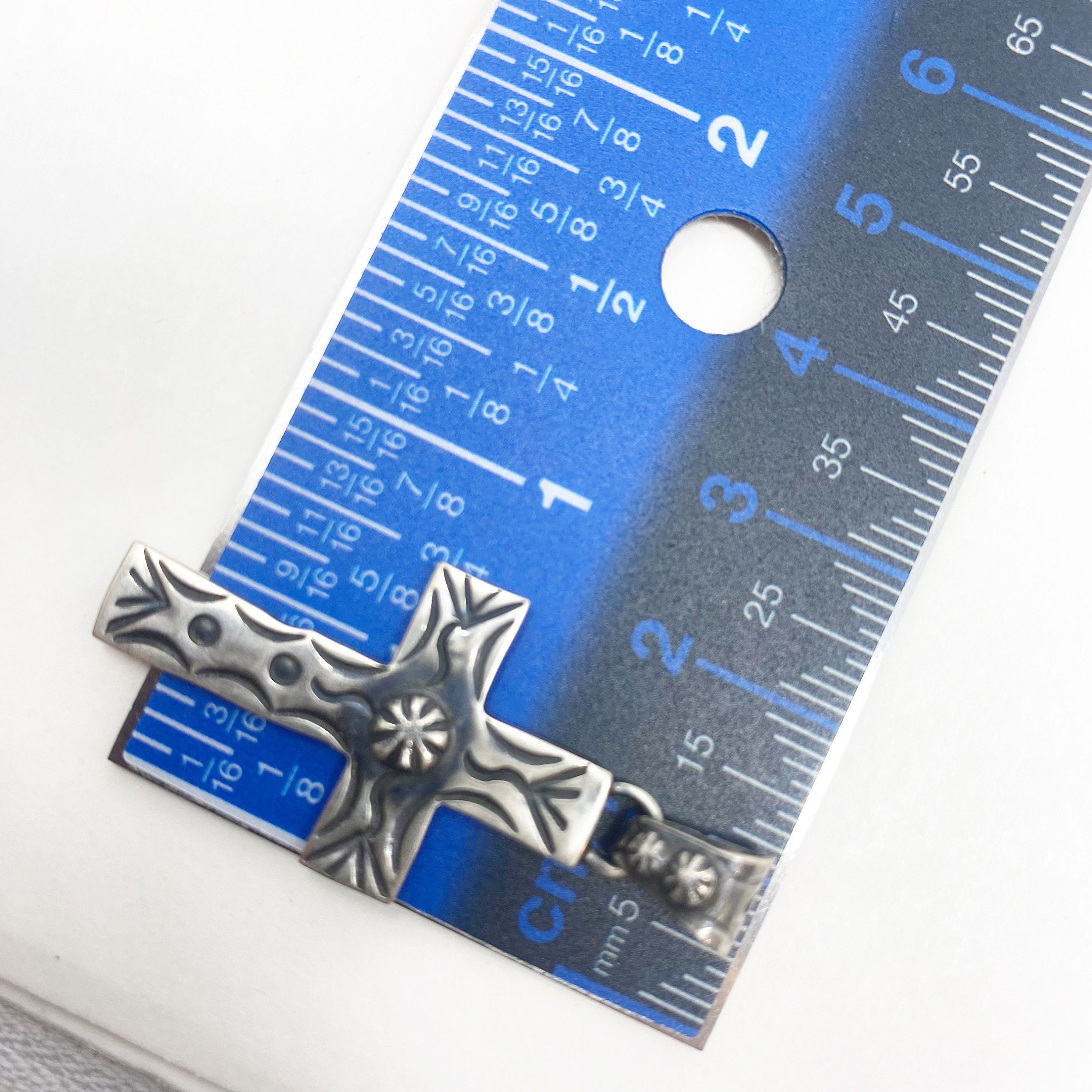 717 Pair of Vintage Sterling Silver Navajo Cross, Signed VB