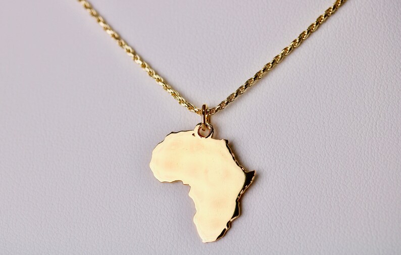 Africa Pendant Solid Gold 18k 14k 10k Etsy