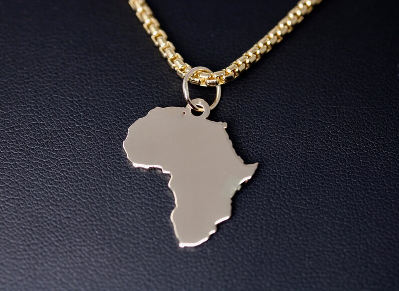 Africa Pendant Solid Gold 18k 14k 10k Etsy