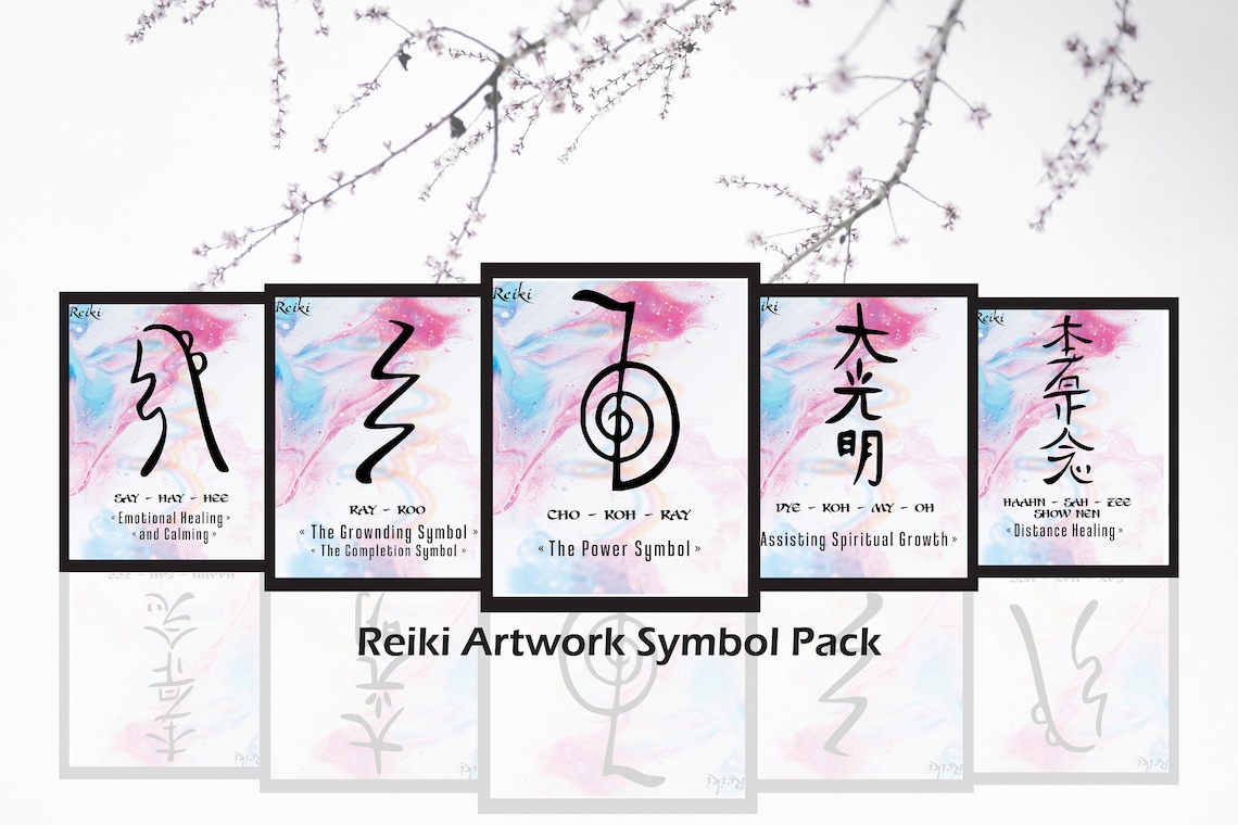 Reiki Symbols Set of 5 Art Print Printable Art Reiki Chakra | Etsy