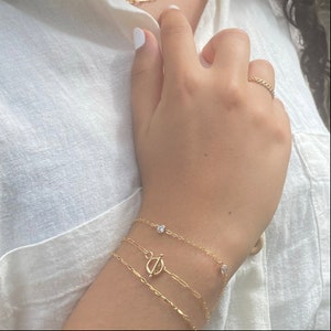 GOLD BAR BRACELET, Designer Gold Bracelet, Elevate Your Look With A Gold Filled Bar And Link Bracelet - Timeless Beauty