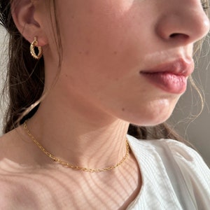 Hammered paperclip chain necklace, 14K gold filled necklace, dainty necklace, stacking necklace, jewelry for her, gifts for her,