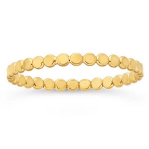 Thick Beaded Gold Stacking Ring, Gold Filled Flat Bead Ring, friendship bracelet design, Flat Beaded Ring, Dot Ring