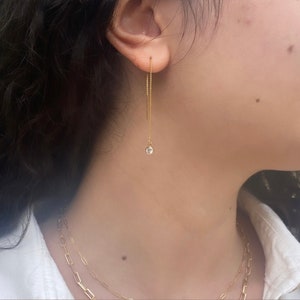 Stella Threader Earrings, cubic zirconia, dainty earring