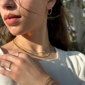 Flat gold hoops, gold filled hoops for women, light wight hoops, jewelry women, earrings, gifts for her
